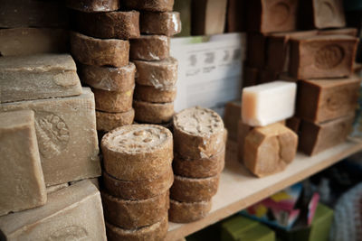 Stack of food in store