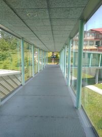 Empty footpath amidst buildings