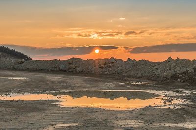 Scenic view of landscape against sky during sunset