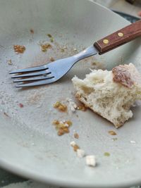 High angle view of breakfast on table