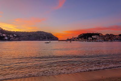 Scenic view of sea against sky during sunset