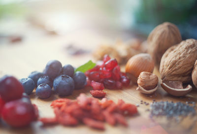 Close-up of fruits on table