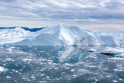 Scenic view of frozen sea against sky