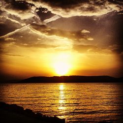 Scenic view of sunset over river