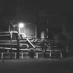 Illuminated street lights at night