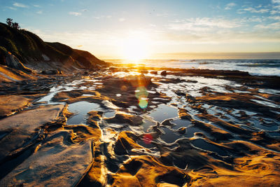 Scenic view of sea at sunset