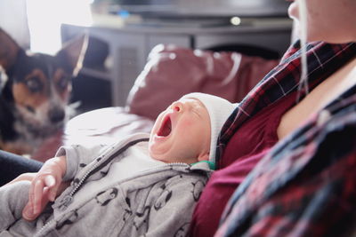 Close-up of yawning baby