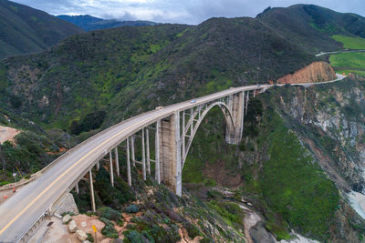 Bixby creek bridge also known as bixby canyon bridge, on the big sur coast of california, usa. drone