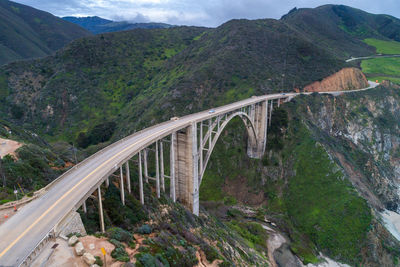 Bixby creek bridge also known as bixby canyon bridge, on the big sur coast of california, usa. drone