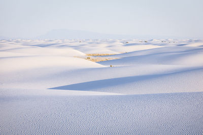 Aerial view of snowcapped landscape against sky