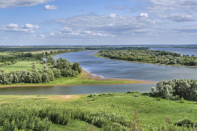 View of confluence of two rivers kama and toyma near yelabuga, russia.