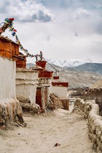 Buildings against sky during winter