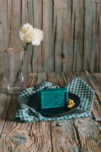 Close-up of flower vase on table