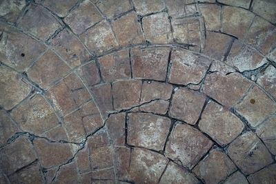 High angle view of tiled floor