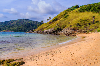 Scenic view of beach against sky