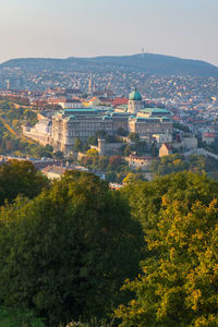 High angle view of townscape against sky