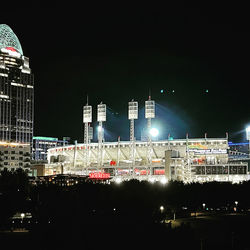 Illuminated buildings in city at night