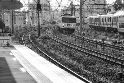 Train on railroad station platform