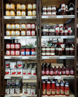 Bottles on display at store