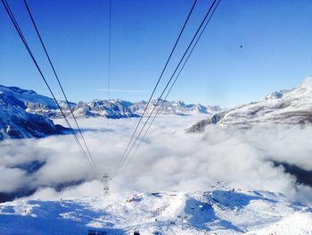 Snow covered mountains against sky