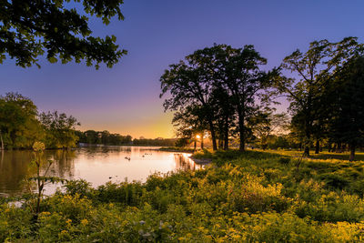 Scenic view of lake against clear sky