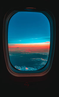 View of sky seen through airplane window