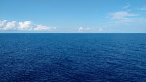 Scenic view of sea against blue sky