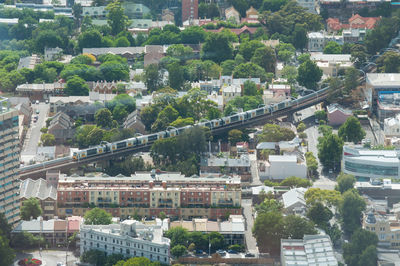 High angle view of bridge in city
