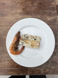 High angle view of dessert in plate on table