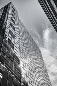 Low angle view of modern building against sky