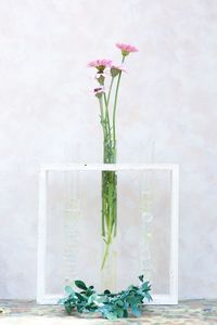 Close-up of flower vase on table