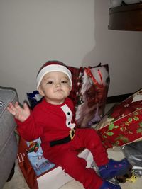 Full length of cute baby boy at home