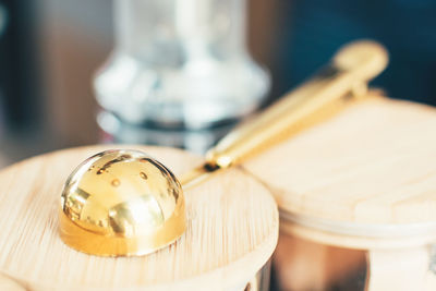 Close-up of spoon on table