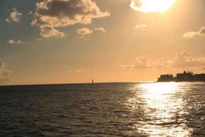 Scenic view of sea at sunset