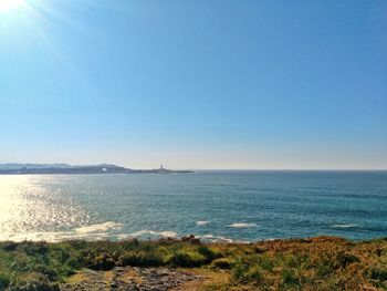 Scenic view of sea against clear sky