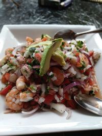 Close-up of salad served in plate