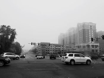 Cars parked on road