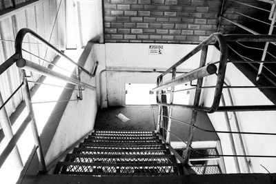 High angle view of staircase in building