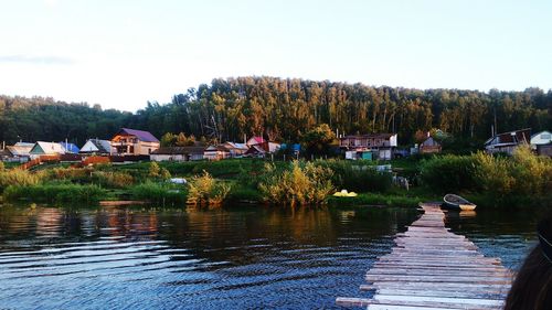 View of canal in town