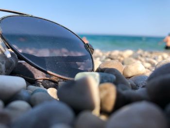 Close-up of pebbles on beach