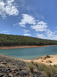 Scenic view of beach against sky