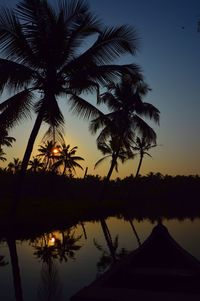 Silhouette palm trees against sky at sunset