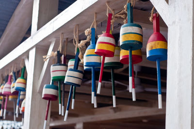 Close-up of multi colored decoration hanging outdoors