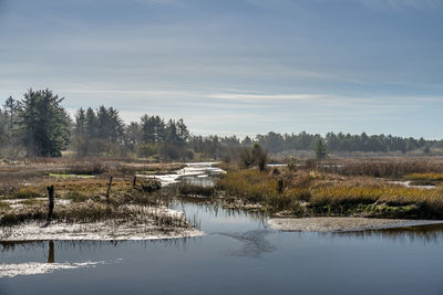 Scenic view of lake against sky