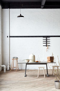 Industrial interior tablescape of bespoke objects