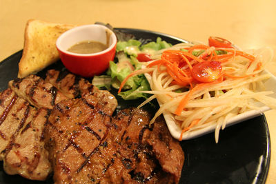 Close-up of meal served in plate