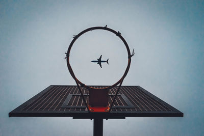 Basketball hoop against clear sky