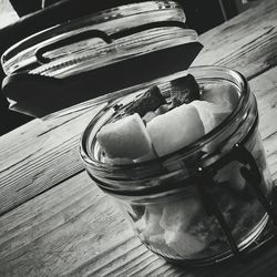 Close-up of jar on table