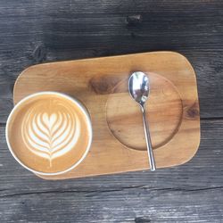 High angle view of coffee on table