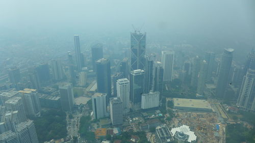 High angle view of buildings in city